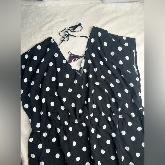 Ava & Viv Dress Womens 1X (18) Black White Polka Dots Midi Dress With Pockets - Picture 2 of 10